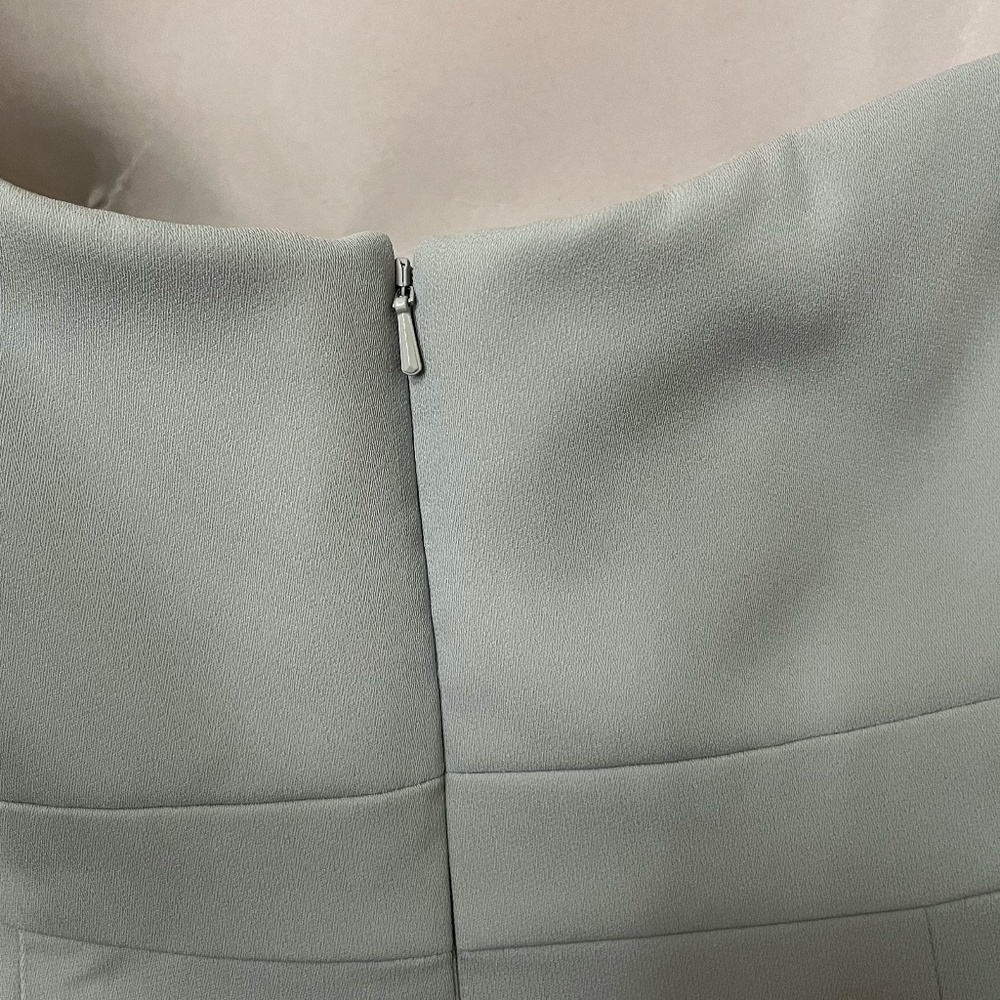 AFTER SIX | Wedding Guest Strapless Pleated Jumpsuit in Willow Green | Size 10 - Picture 5 of 8